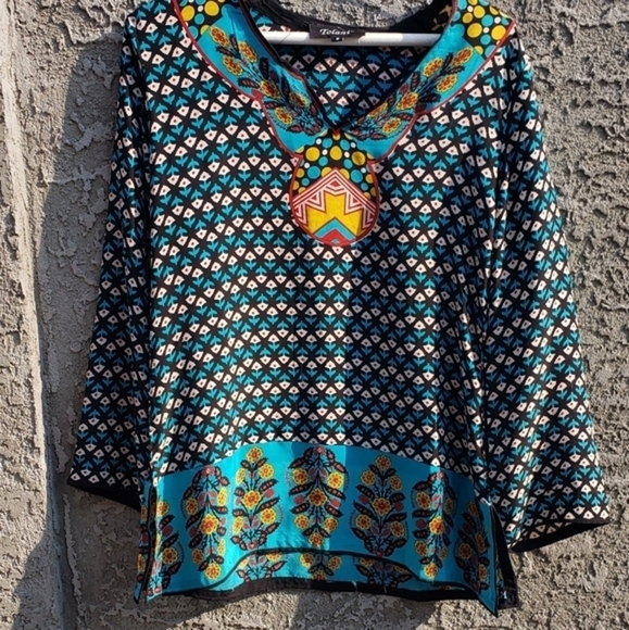 Anthropologie Tolani Top Long Sleeve Peasant‎ Silk - Picture 2 of 4